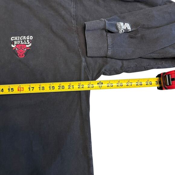 Vintage STARTER Chicago Bulls Long Sleeve Mock Neck T Shirt 90s Black SZ XL - Picture 7 of 11
